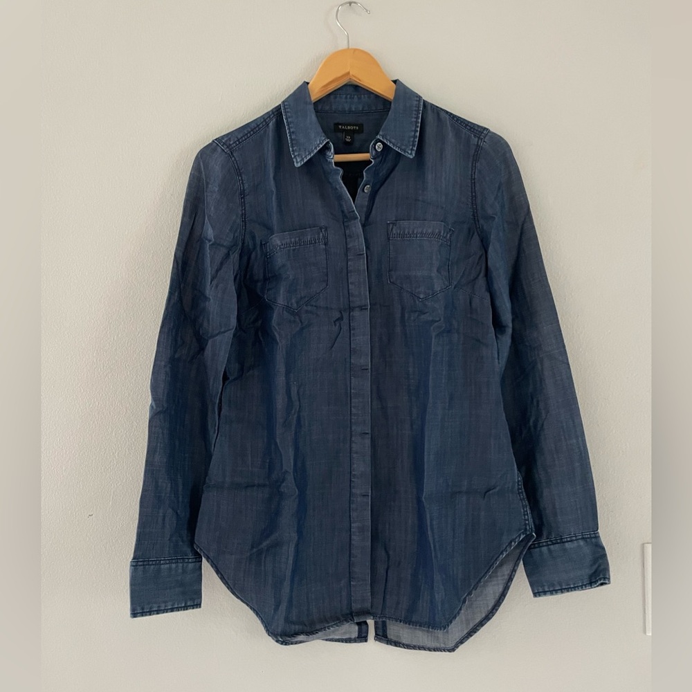 Talbots Blue Denim Button-Down Long Sleeve Shirt
